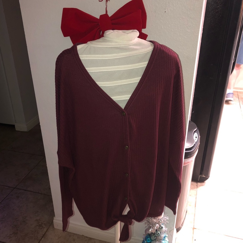 Thermal Button Down Blouse - 2XL size